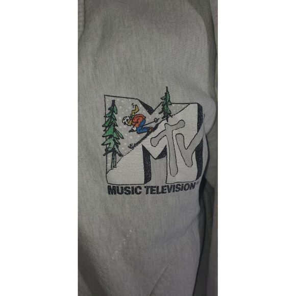 Vintage Rare Men's Large MTV Gray Pullover Long Sleeve 1/4 Zip USA Employee - Picture 2 of 11